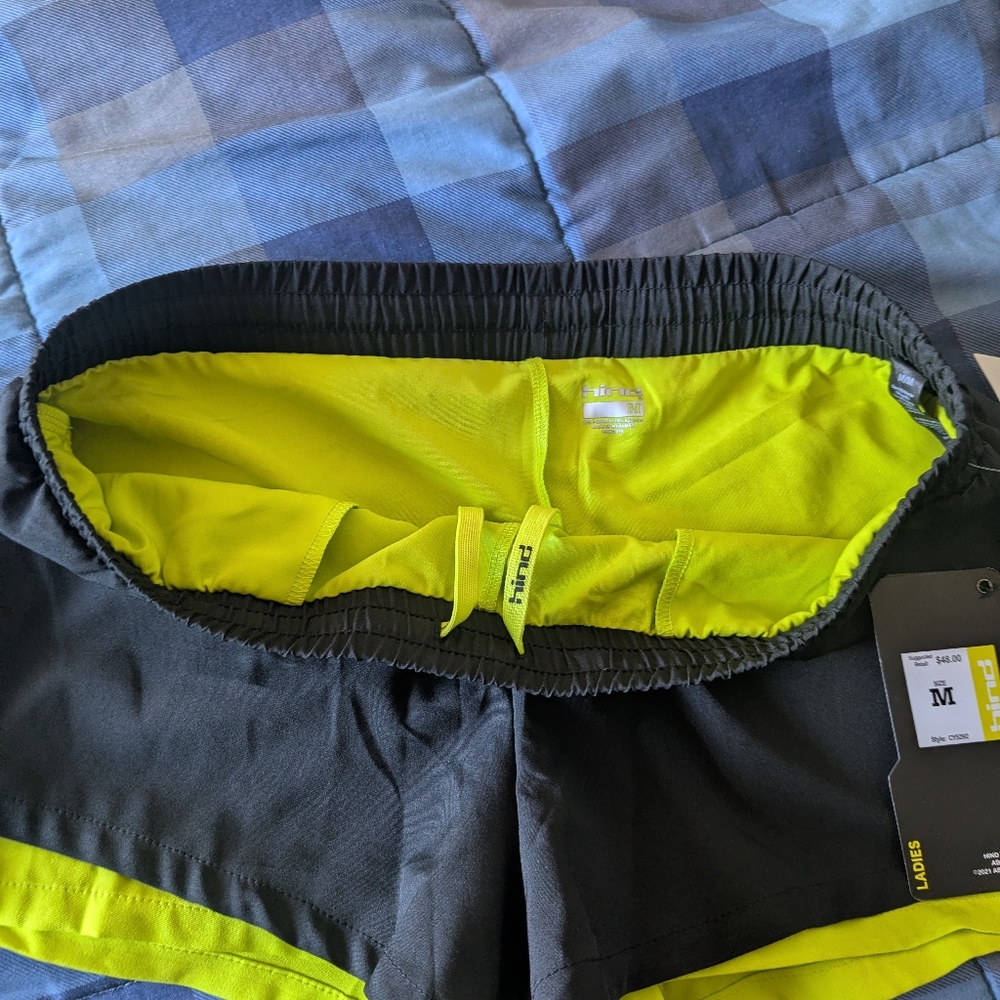 Ladies Medium Hind Style # CY5292 Black and Neon Yellow Athletic Shorts - Picture 6 of 8